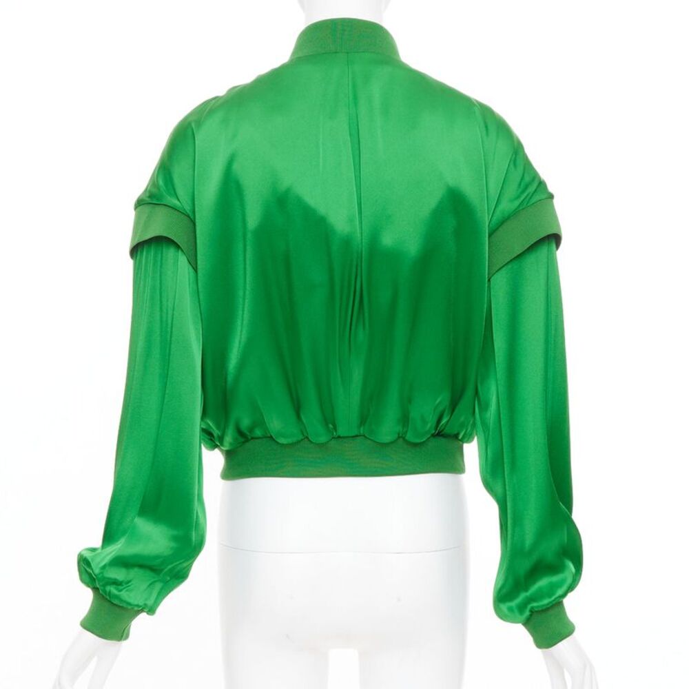 Tom Ford Green Satin Panel Bomber Jacket - Picture 5 of 9